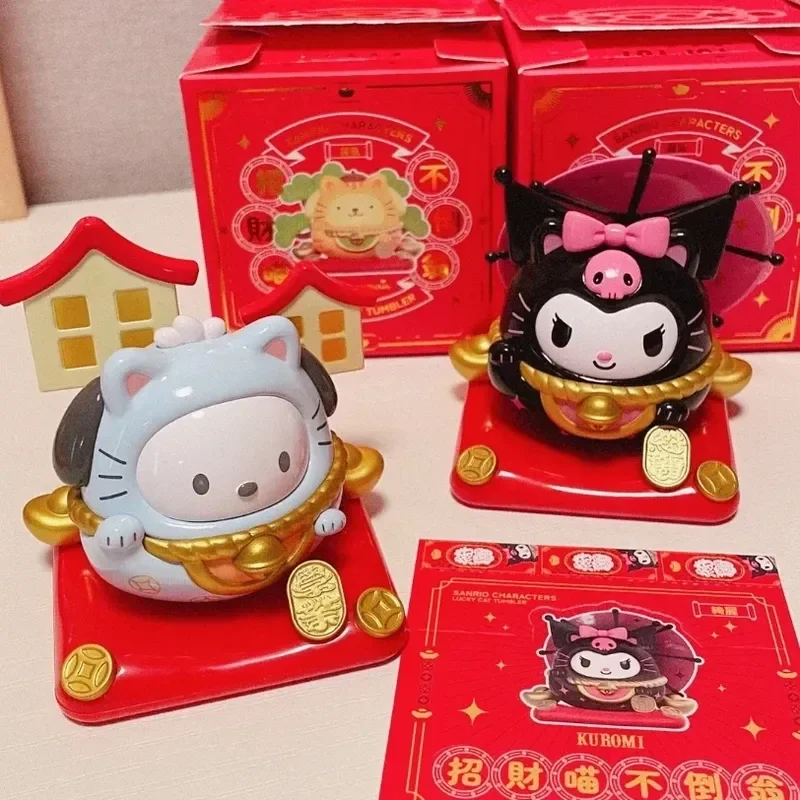 

Sanrio Аниме Фигурка счастливого кота неваляшка Kuromi Cinnamoroll почтовые фигурки Hello Kitty декоративное украшение детская игрушка подарок