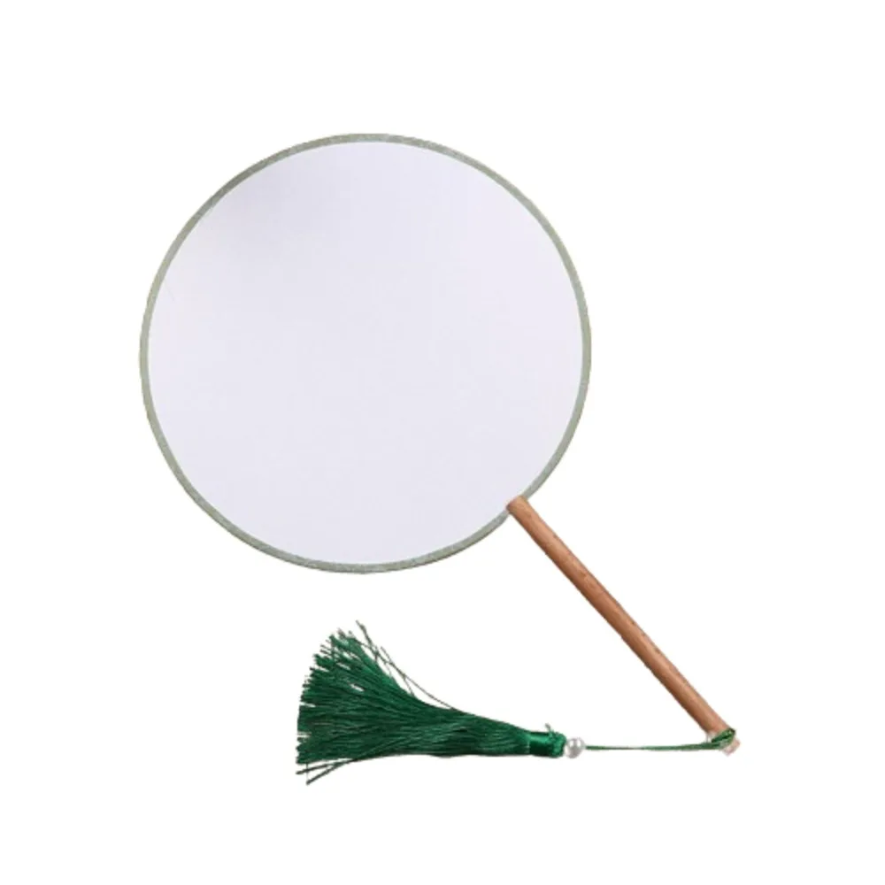 Vintage-Style Hand Fan with Tassel - Elegant Unfinished Art