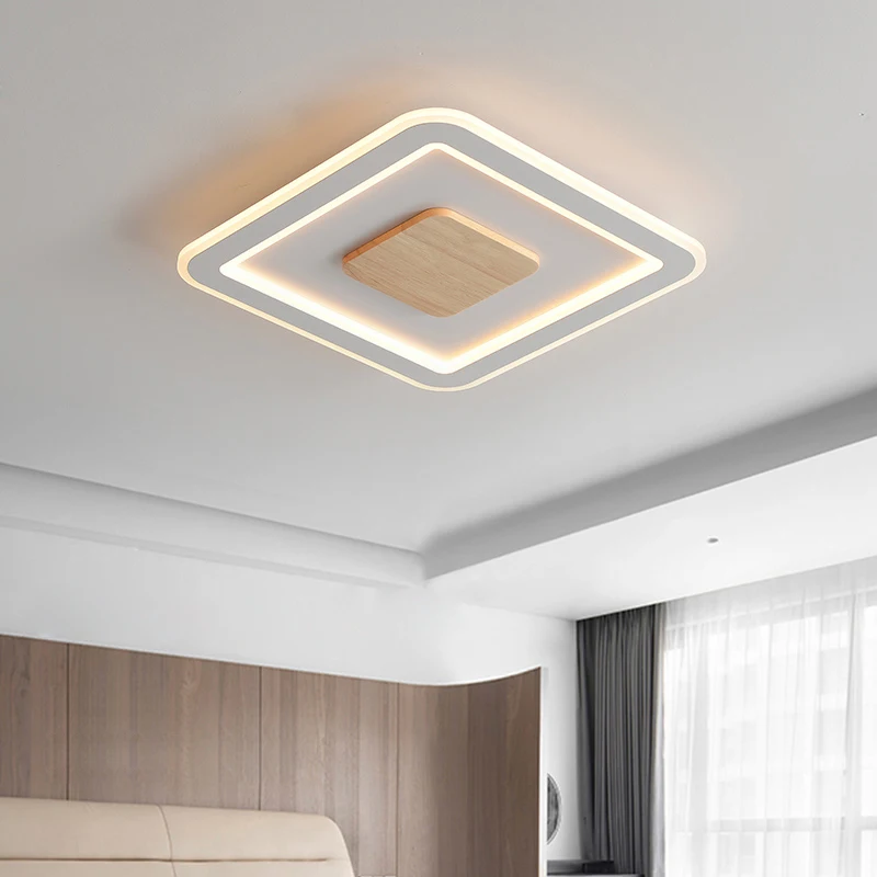 

Modern Simple Square Wooden LED Ceiling Lights For Living Dining Room Kitchen Bedroom Home Deco Lamps Indoor Lighting Fixtures