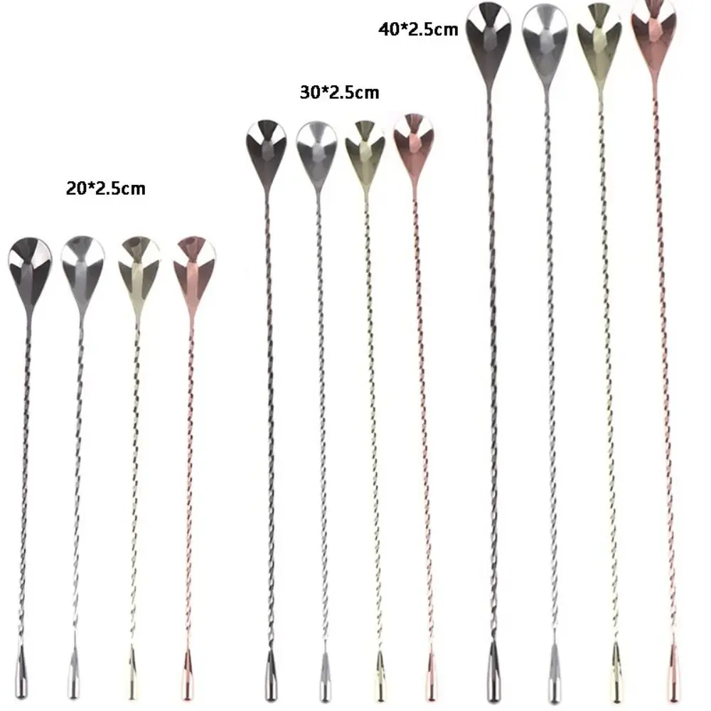 Kitchen Accessories Spiral Pattern Cocktail Spoon Long Handle 20/30/40cm Mixing Spoon Stainless Steel Coffee Home Use