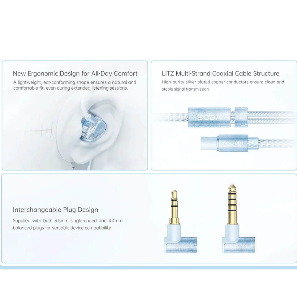 Tanchjim SODA 1DD+4BA+2Pa Hybrid Driver In-Ear Earphone HiFi Music
