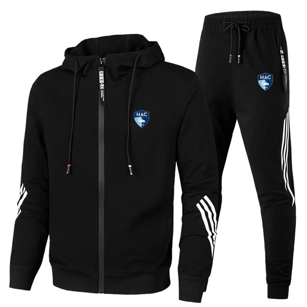 Autumn and Winter New Polyester Men's Set Football Training Clothes Zipper Coat+Pants Two Piece Set Loose Running Set