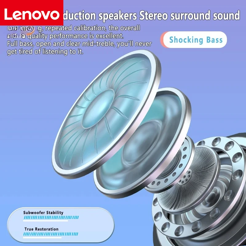 سماعات لينوفو بلوتوث 5.3 فوق الأذن سماعات لاسلكية...