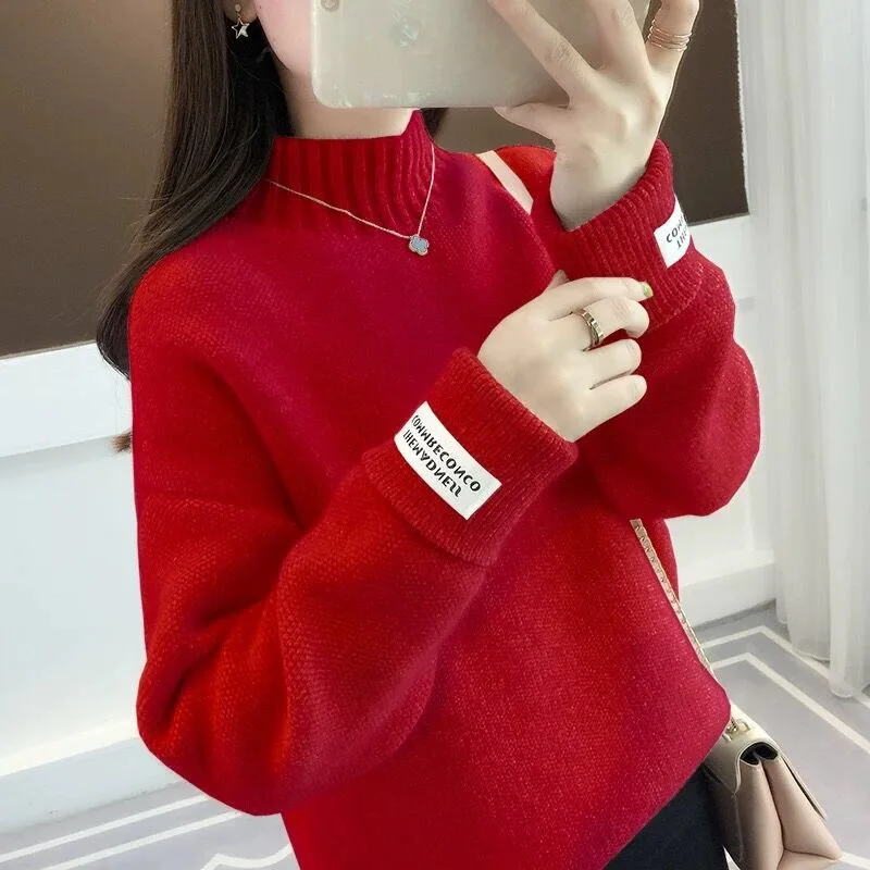 JMPRS Winter Women Pullover Sweater Fashion Turtleneck Long Sleeve Loose Thick Basic Female Top Korean Autumn Knitted Sweater Sweaters Sweaters