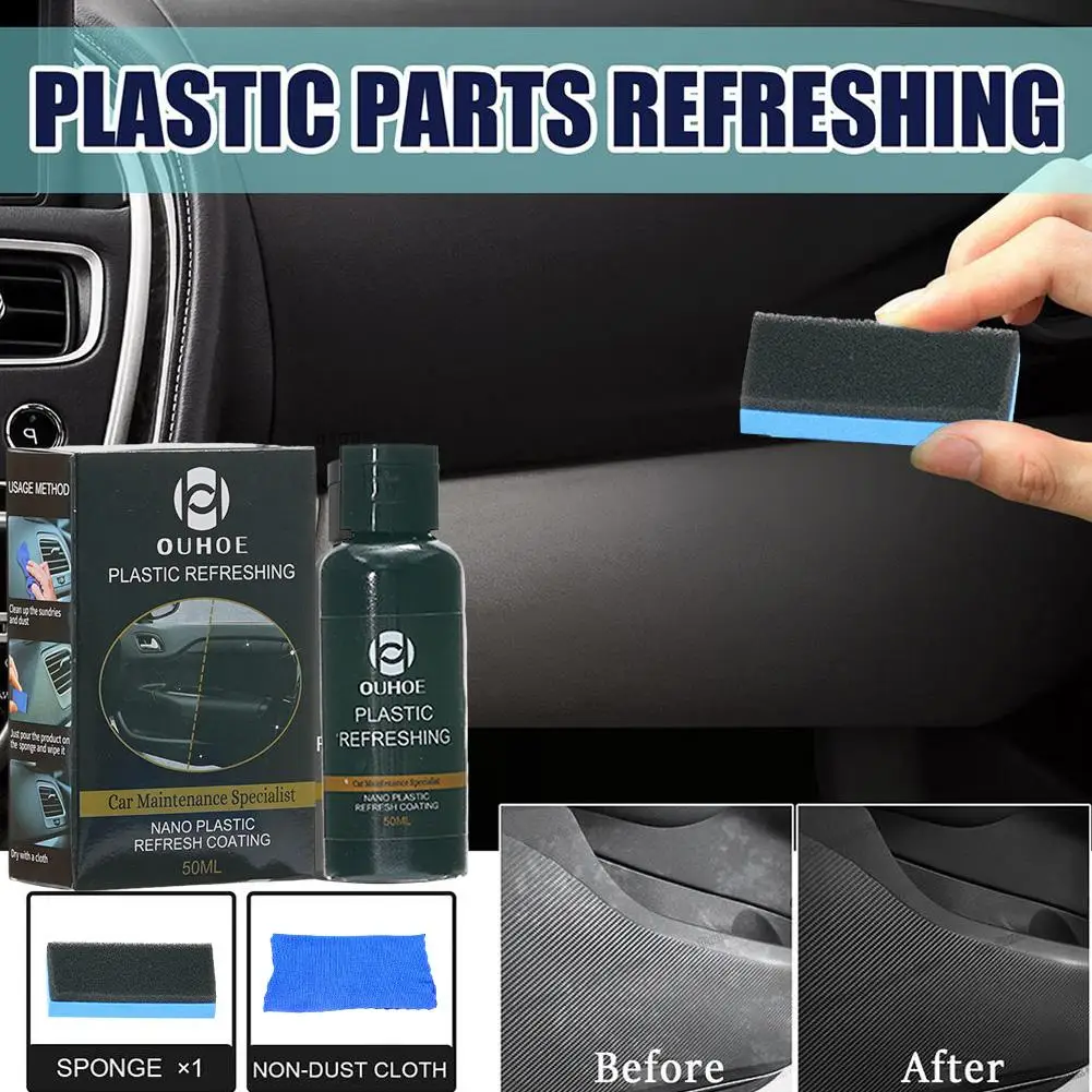 Car Maintenance Specialist Nano Plastic Refresh Coating Refurbish Agent Cleaning Products Restorer Cleaner with Sponge Towel Kit