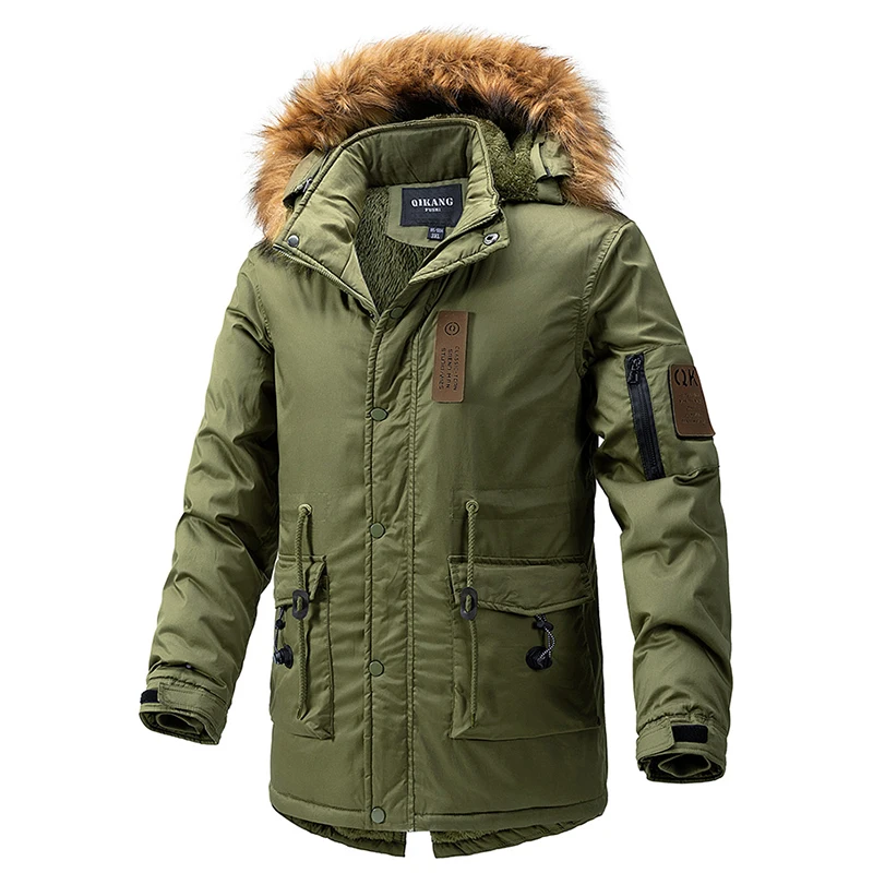 2024 European&American Sports Outdoor Cotton-Padded Jacket Men's Winter Long Thick Warm Mountaineering Men Coat Clothing