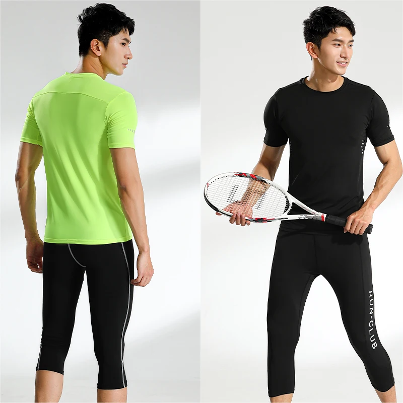 Men's Sports 3/4 Pants Gym Running Leggings Male Jogging Elastic Compressions Casual Sweatpants Football Basketball Trousers 231