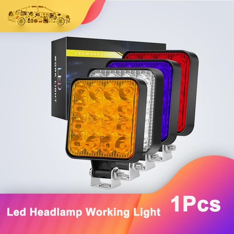 

1PCS 12V 48W Car LED Work Light LED Pod Bar Light 3030 LED Spot Light LED Headligh for Truck SUV Motorcycle ATV