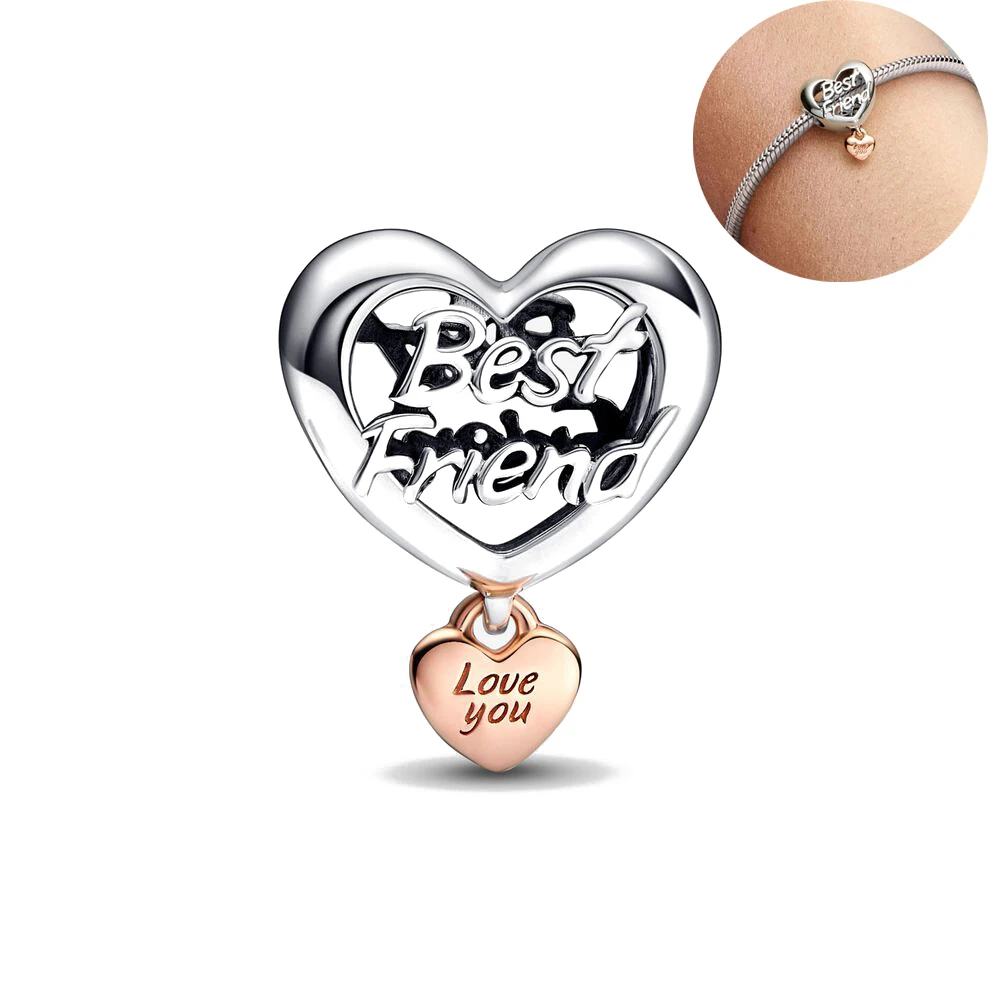 New 925 Sterling Silver Best Friend Soul Companion Dangle Charm Diy Fit Original Pendant Charm Bracelet Women Fashion Jewelry 2