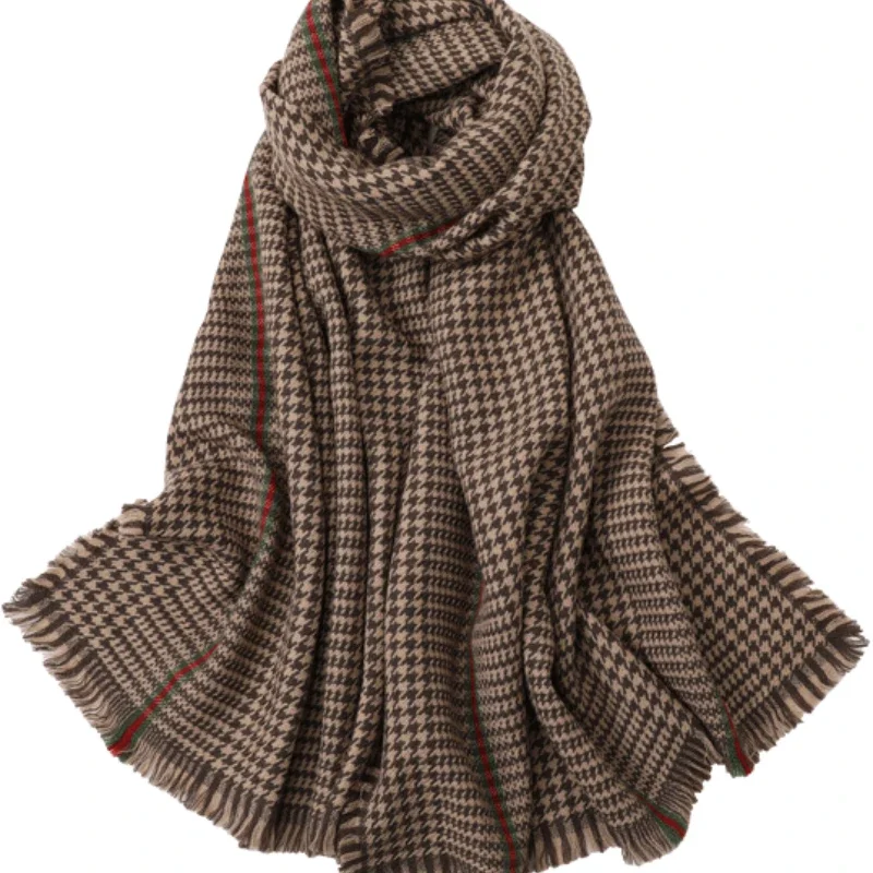 

Autumn and Winter Senior Sense Plaid Scarf for Women, Fashion Everything with Thick and Warm Wool Shawl