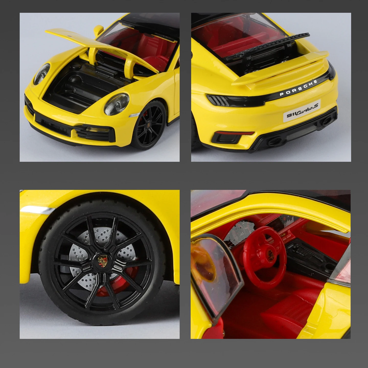 1/24 포르쉐 911 터보 S 슈퍼카 합금 다이캐스트 장난감 자동차 모델 사운드 및 라이트 어린이 장난감 수집품 생일 선물