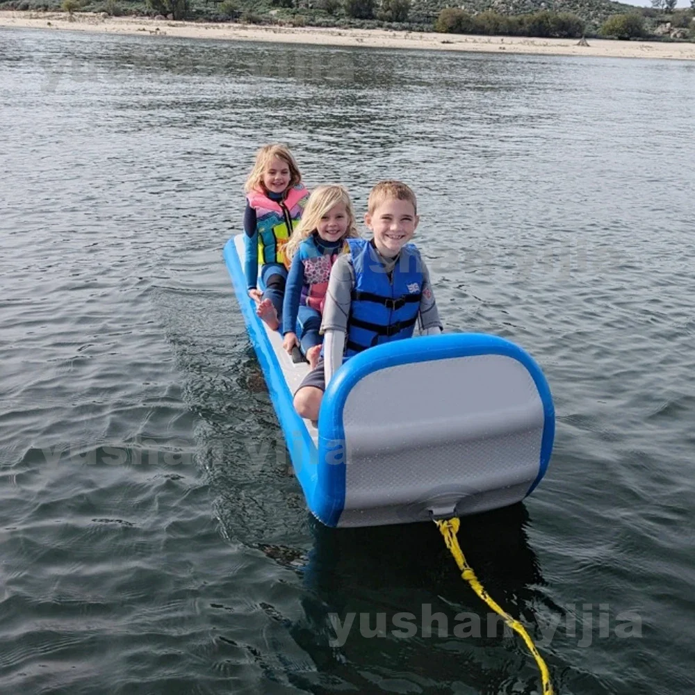 Inflatable Ski Mat Drop Stitch Inflatable Snow Tubes Heavy Duty Winter Sledding Snow Riders with Handles for Kids and Adults