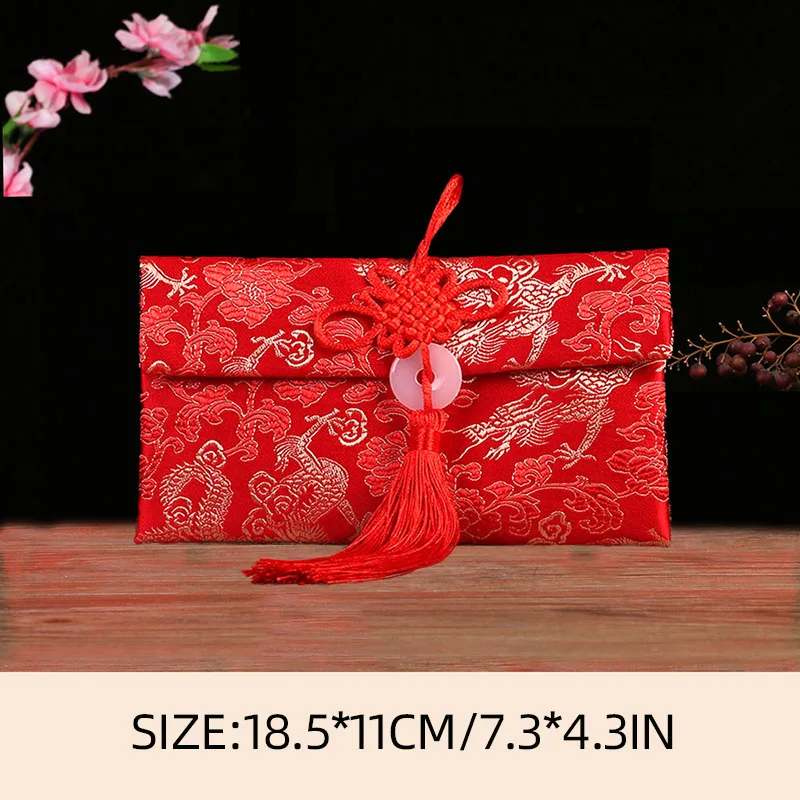 Money Red Packets Wedding Engagement Gift Jade Buckle Money Bag Brocade Red Envelopes 2025 CNY Festival Blessing Gifts