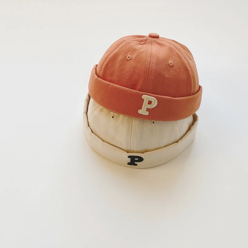 Kids Melon Skull Beanie - Solid Color Brimless Hat for Boys  Girls