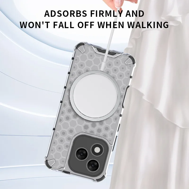 Magnetic Shockproof Clear Phone Case with Air-Cushion and Mag-Safe Compatibility