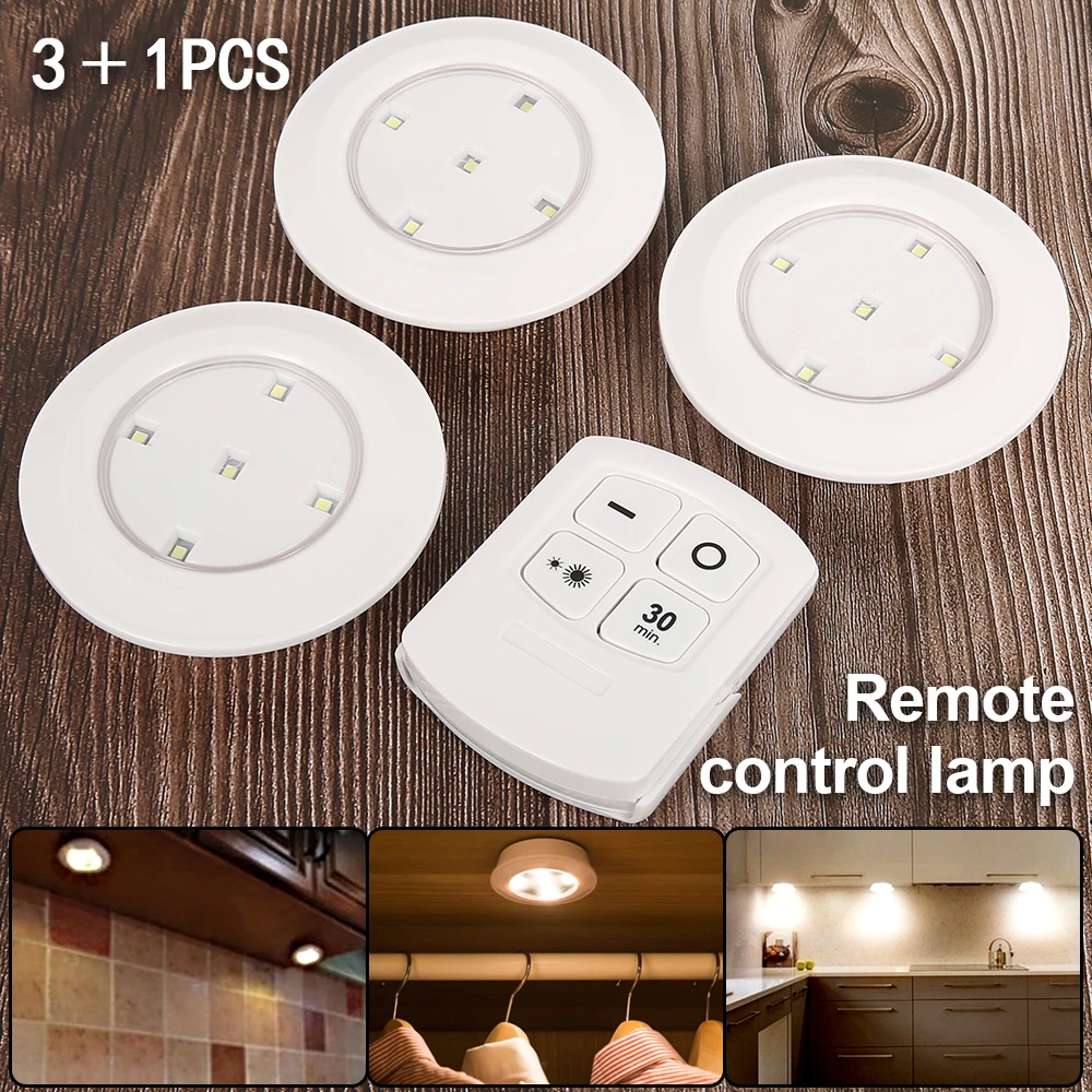 Wireless LED Puck Lights Remote Control Tap Light Push Lights Mini Portable Under Cabinet Lighting Battery DIY Stick On led cabinet light under cabinet light cabinet lights led cabinet lights