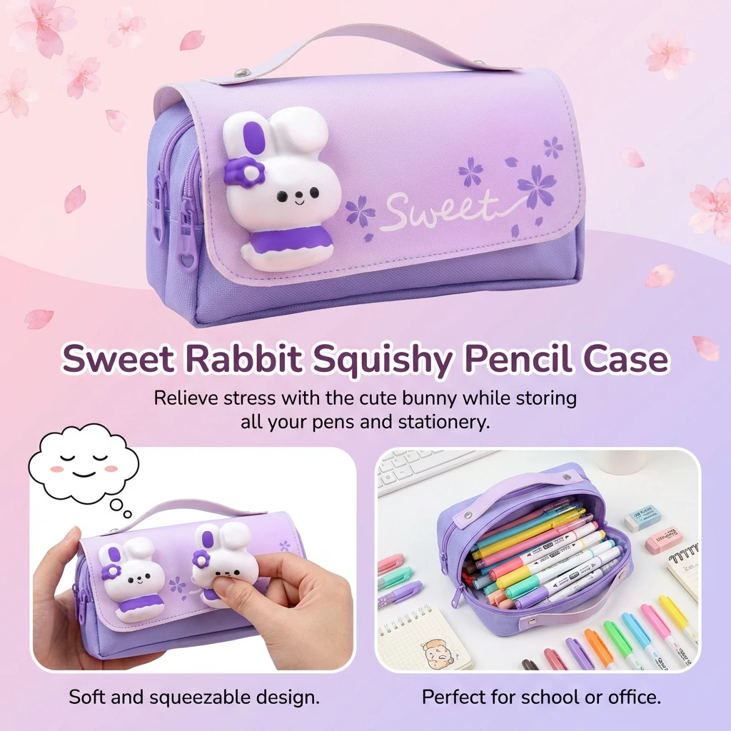 학생과 직장인을 위한 스트레스 해소 장난감이 포함된 연필 파우치 대용량 방수 정리 가방