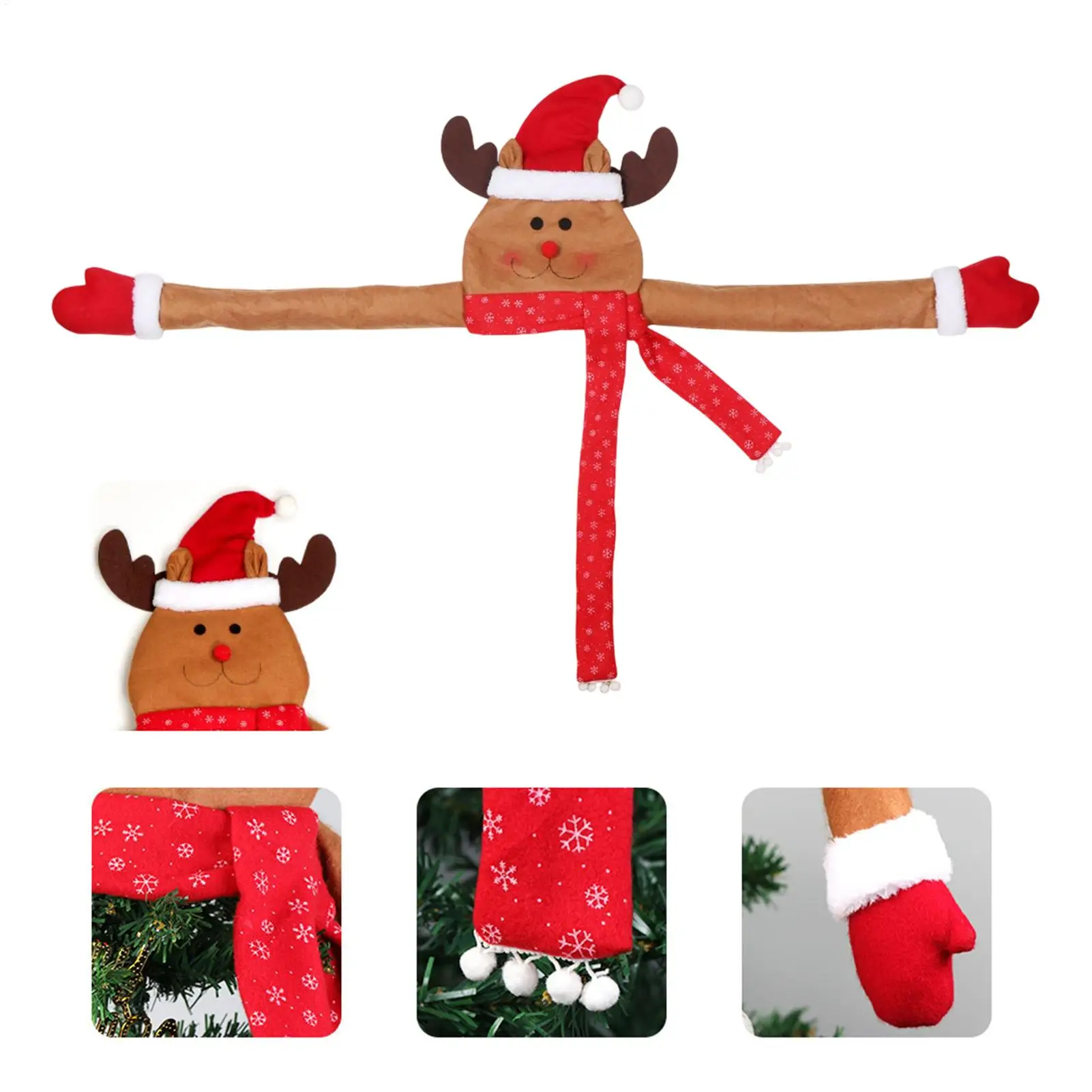 Christmas Tree Topper Decorations Cute Festive Winter Treetop Ornament Reindeer Tree Top Hugger For Party Malls Supermarkets