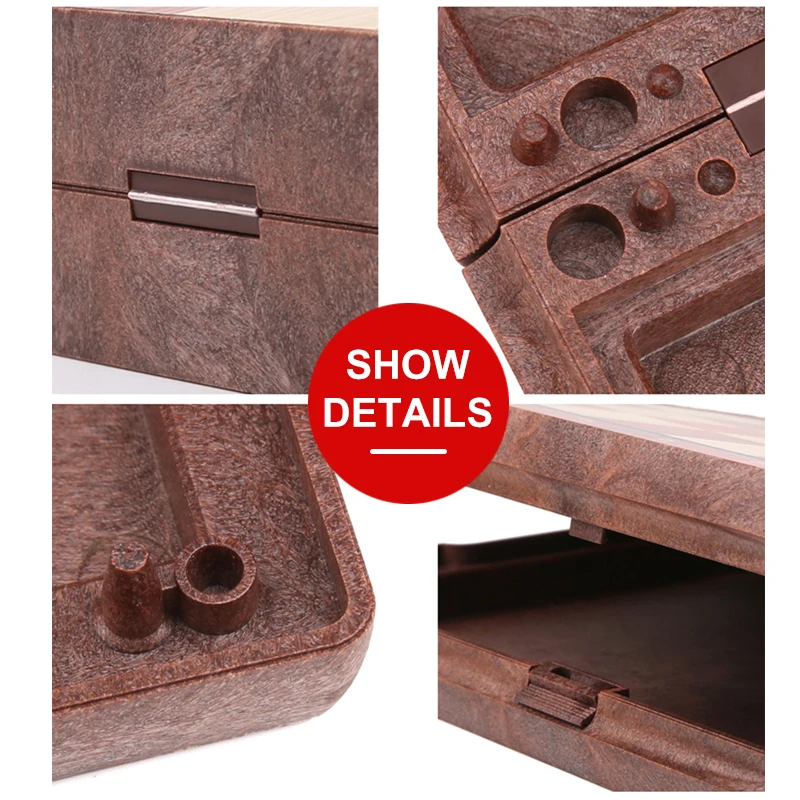 Wood grain Plastic Chessboard Adult Kids Travel Camp Tabletop Game Portable Folding Chess Set With 32Pcs Magnetic Chessman board game magnetic chess set foldable chess board folding chess board chess pieces and board