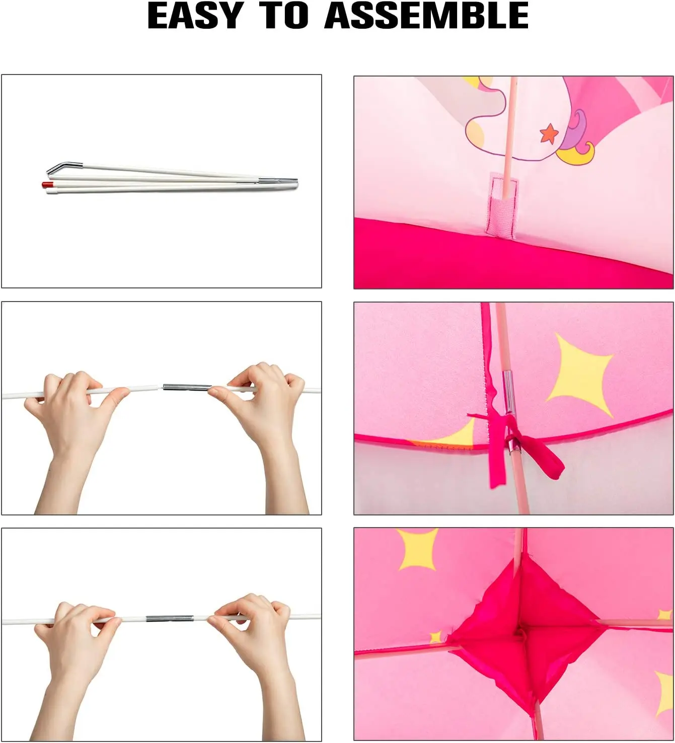 Child Pink Princess Playhouse Tent for Girl  unicorn Castle Play Tent for Kids Boys Pop Up Folds Tent Toy for Indoor and Outdoor 5