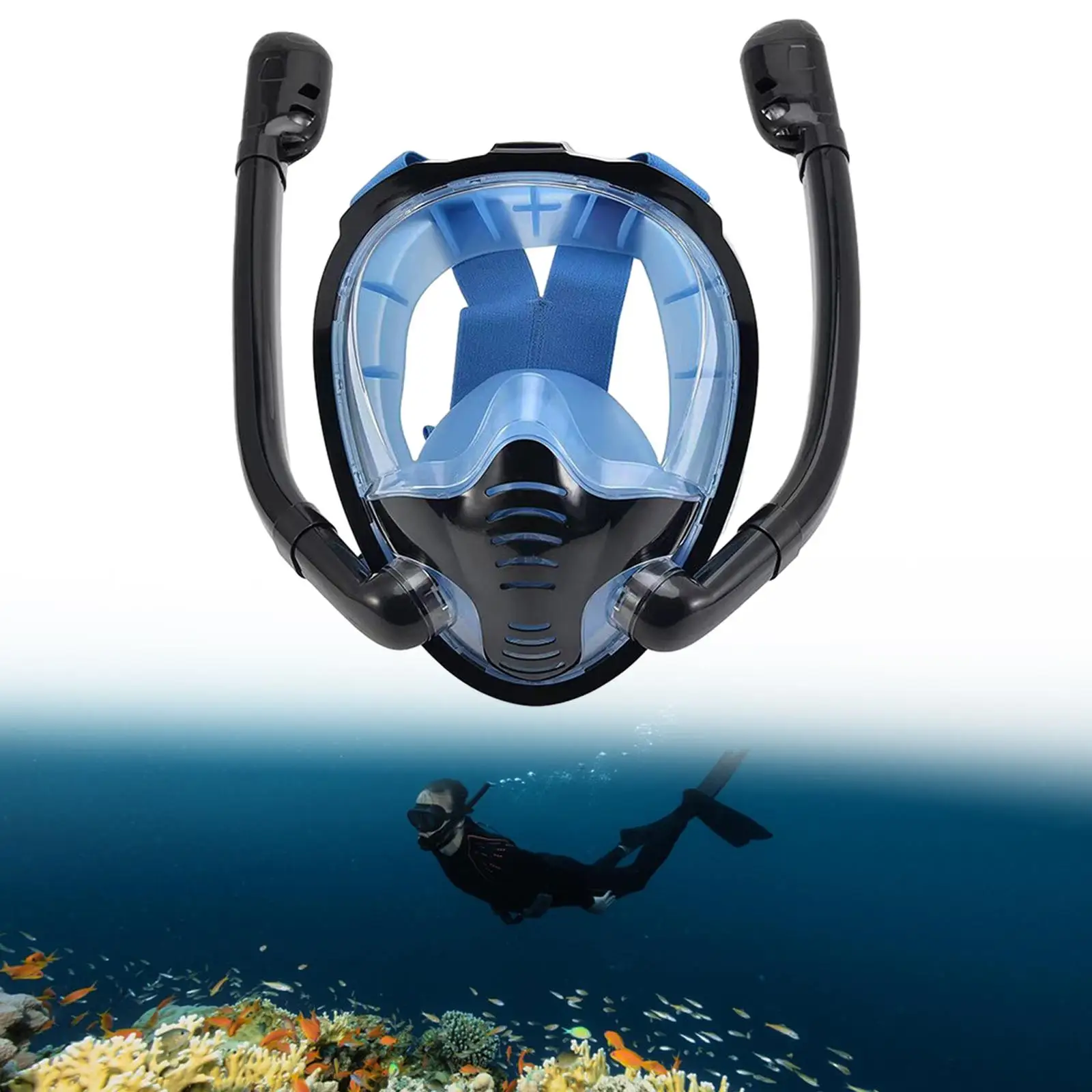 Snorkeling Mask Snorkel Mask Double Tube Swimming Goggles Durable Professional with Camera Mount 180° Wide View Swimming Mask