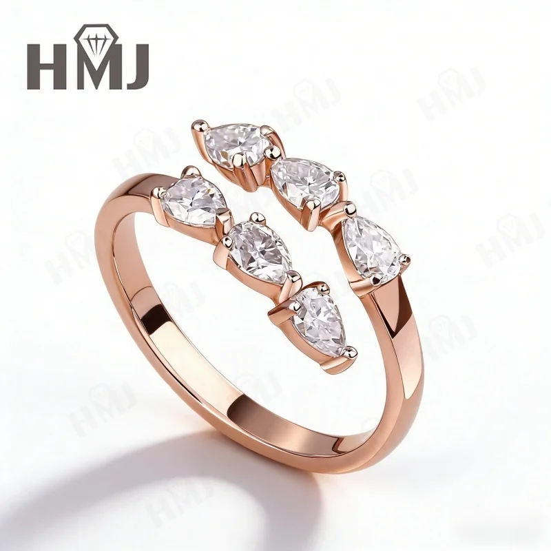 1,8 Karat Birnenförmiger Moissanit-Ring aus 925 Sterling Silber, D-Farbe, VVS1, Feiner Schmuck für Frauen, Jubiläumsgeschenk, Ehering – Detail 7