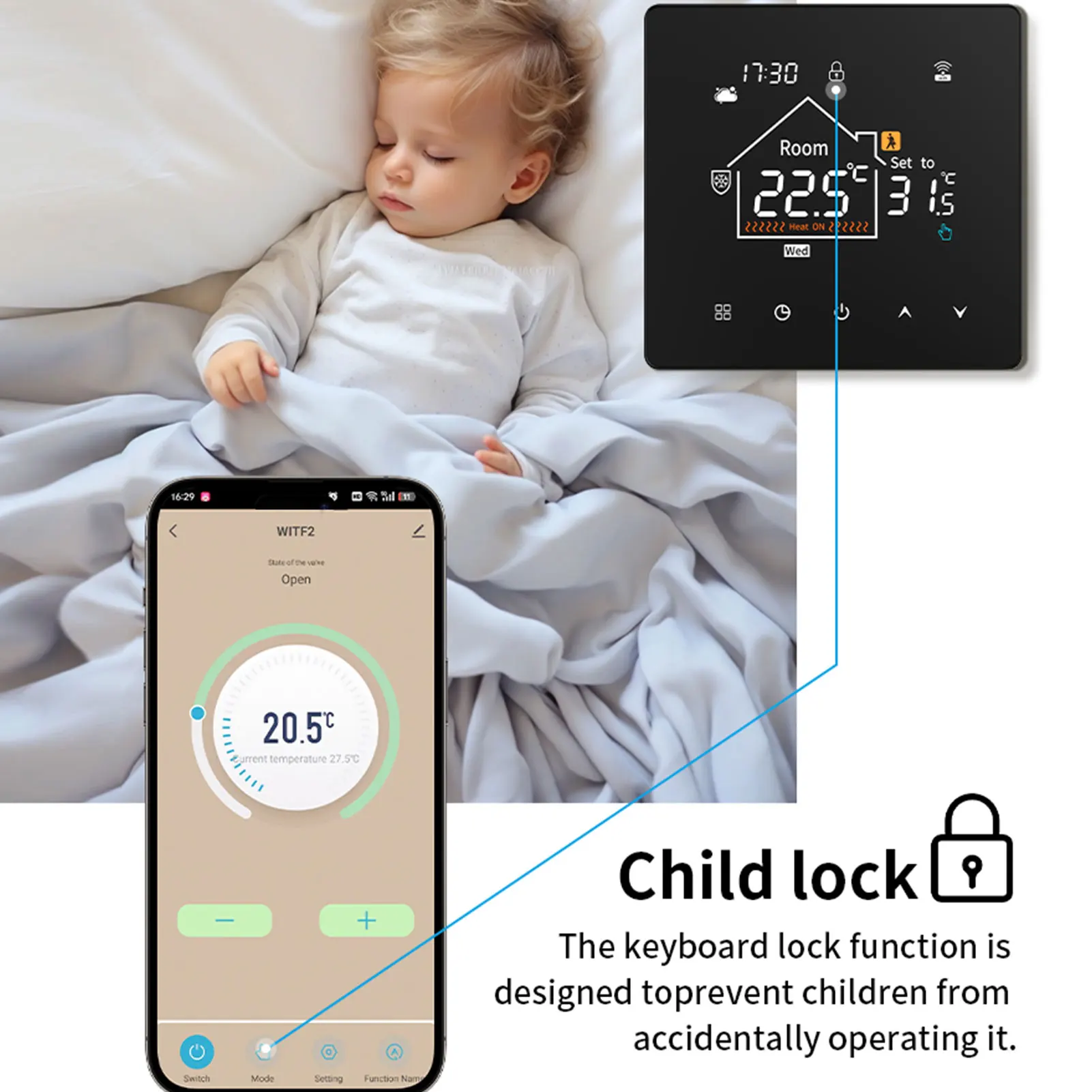 Smart Thermostat Electric Floor Heating Control Support Wireless Fidelity Remote Control Programmable Remote Control Thermostat