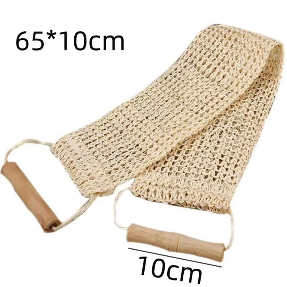 Rub Exfoliating Dead Skin Shower Towel Durable Skin Care Bath Towel Scrubber Sisal Back Strap Wooden Handle 6