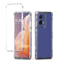 Crystal Clear 3-in-1 Shockproof Transparent Phone Case with Hard Bumper and Soft TPU Protective Cover for PC TPU (Clear)