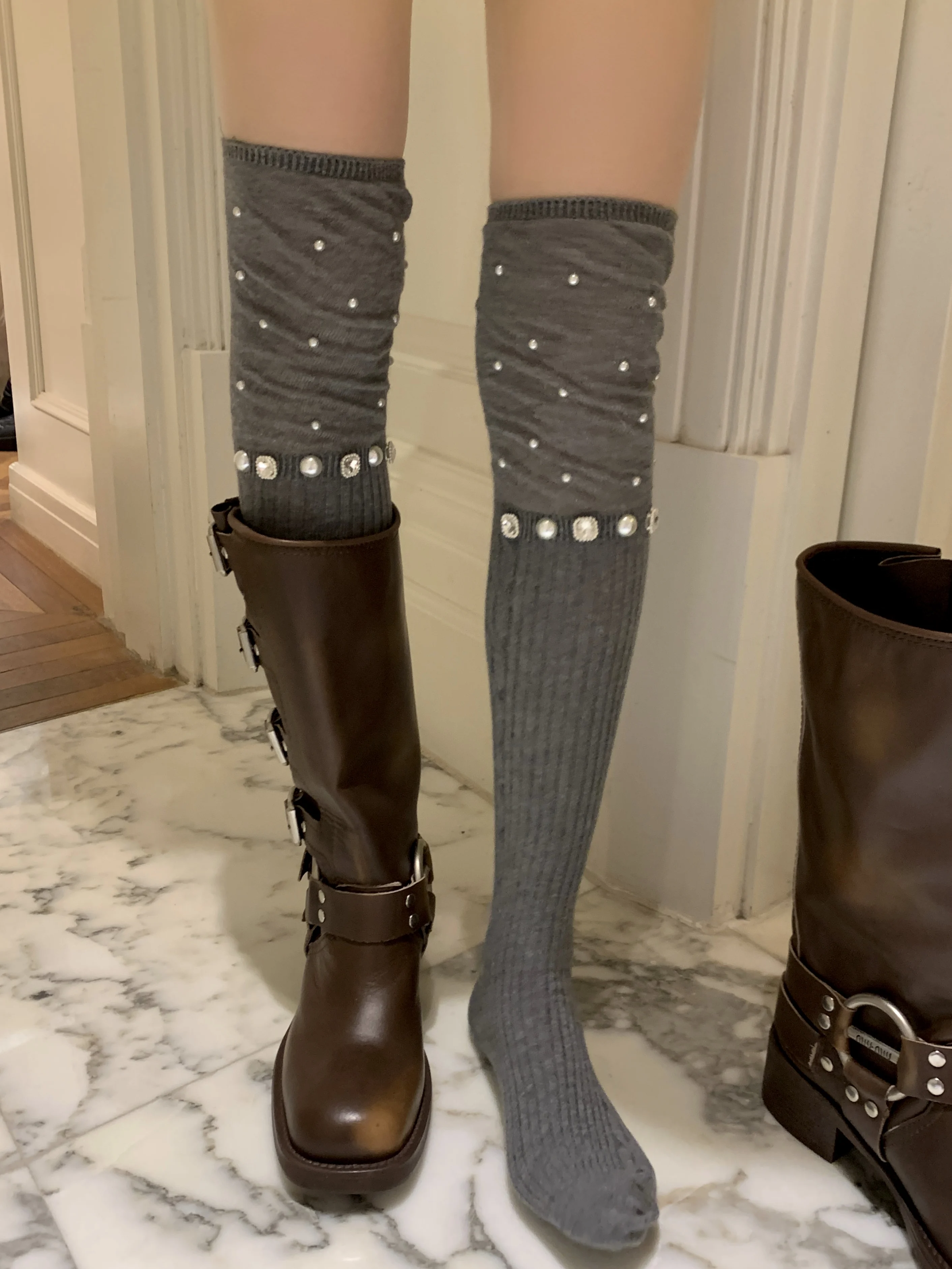 Niche Autumn and Winter Unlimited Stock/over-the-Knee Bunching Socks Women's Thickened Warm Half Stockings