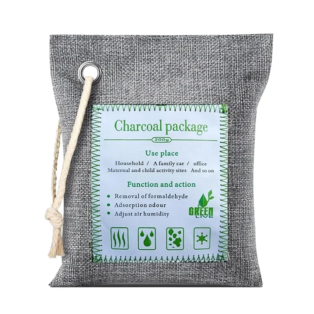 Odor Absorber Moisture Absorber Bamboo Charcoal Air Purifying Bags 2x200g Bamboo Activated Charcoal Air Freshener for Car Closet