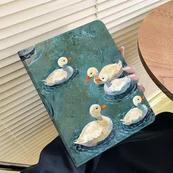 Artistic Oil Paint Flower and Duck Design Tablet Case - iPad Pro 13 2025 (092PBA3203PBT)