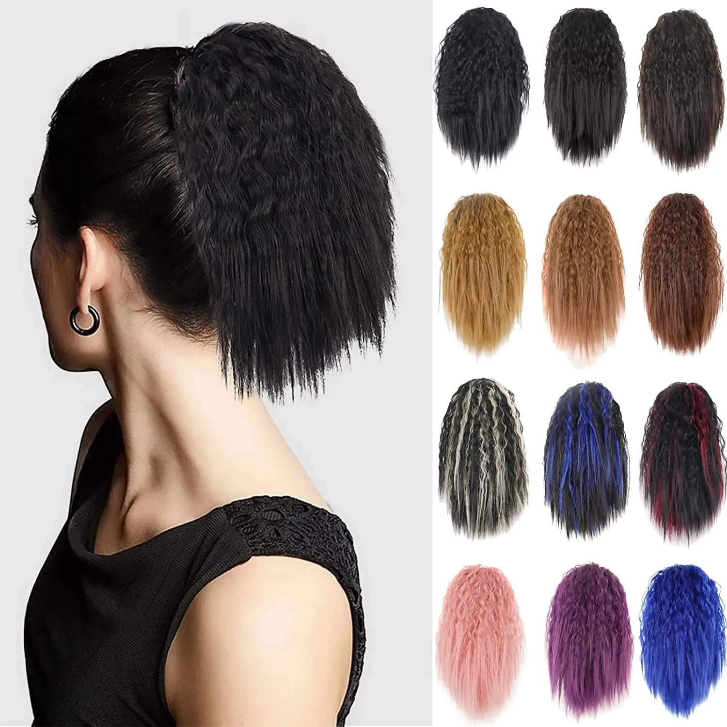 Synthetic 8 Inch Short Curly Drawstring Ponytail Women Hair Pieces Daily Party Use fake hair extensions