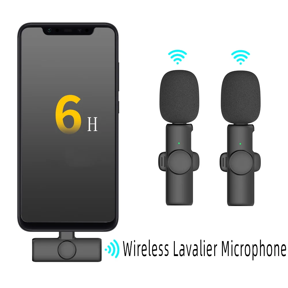 

Lavalier Microphone Wireless with Charging Case Portable Mini Lapel Mic Noise Reduction for iPhone/Android Live Broadcast New
