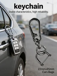 Sleek Metal Keychain with Dual Buckle Design