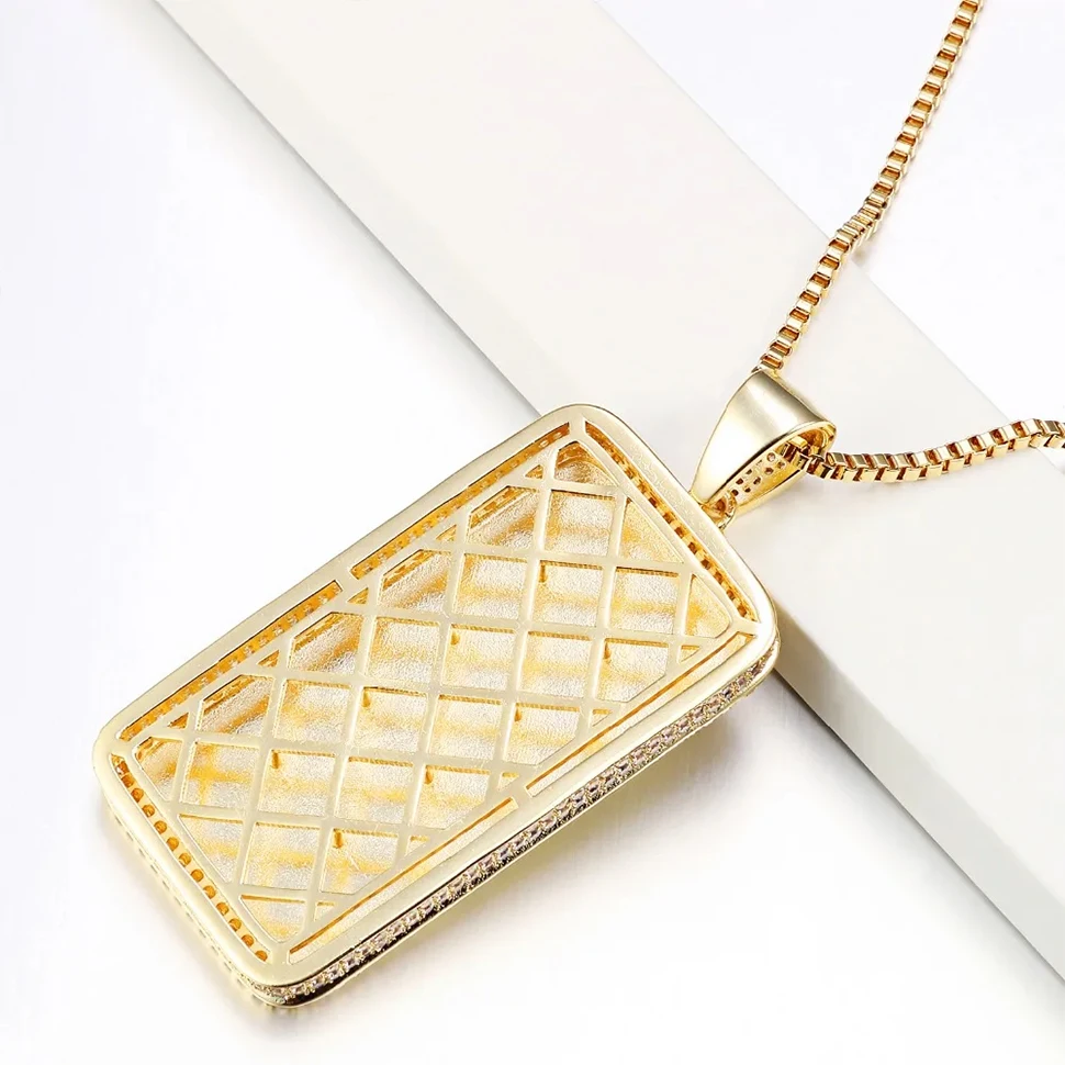 VANAXIN RectangleCoin Credit Suisse Bullion Bar Ingot Badge Pendants Necklace For Men Plated GoldHip Hop Brass Jewelry 5