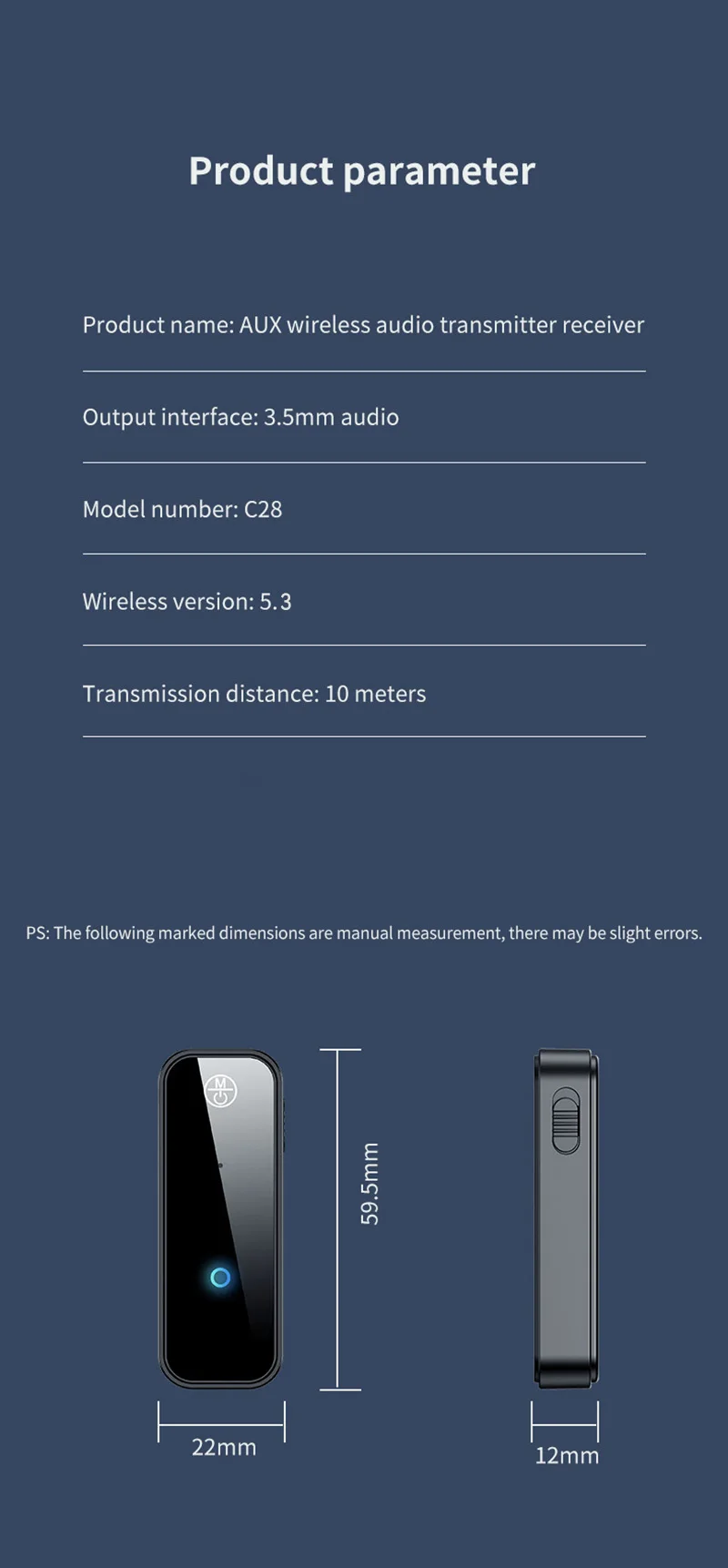 New Bluetooth 5.3 Transmitter Receiver HIFI stereo Wireless Audio Adapter With HD Mic 3.5mm AUX For Car Audio Music Hands-free 13 S189fa69626294b3f8873d8f29859300fD