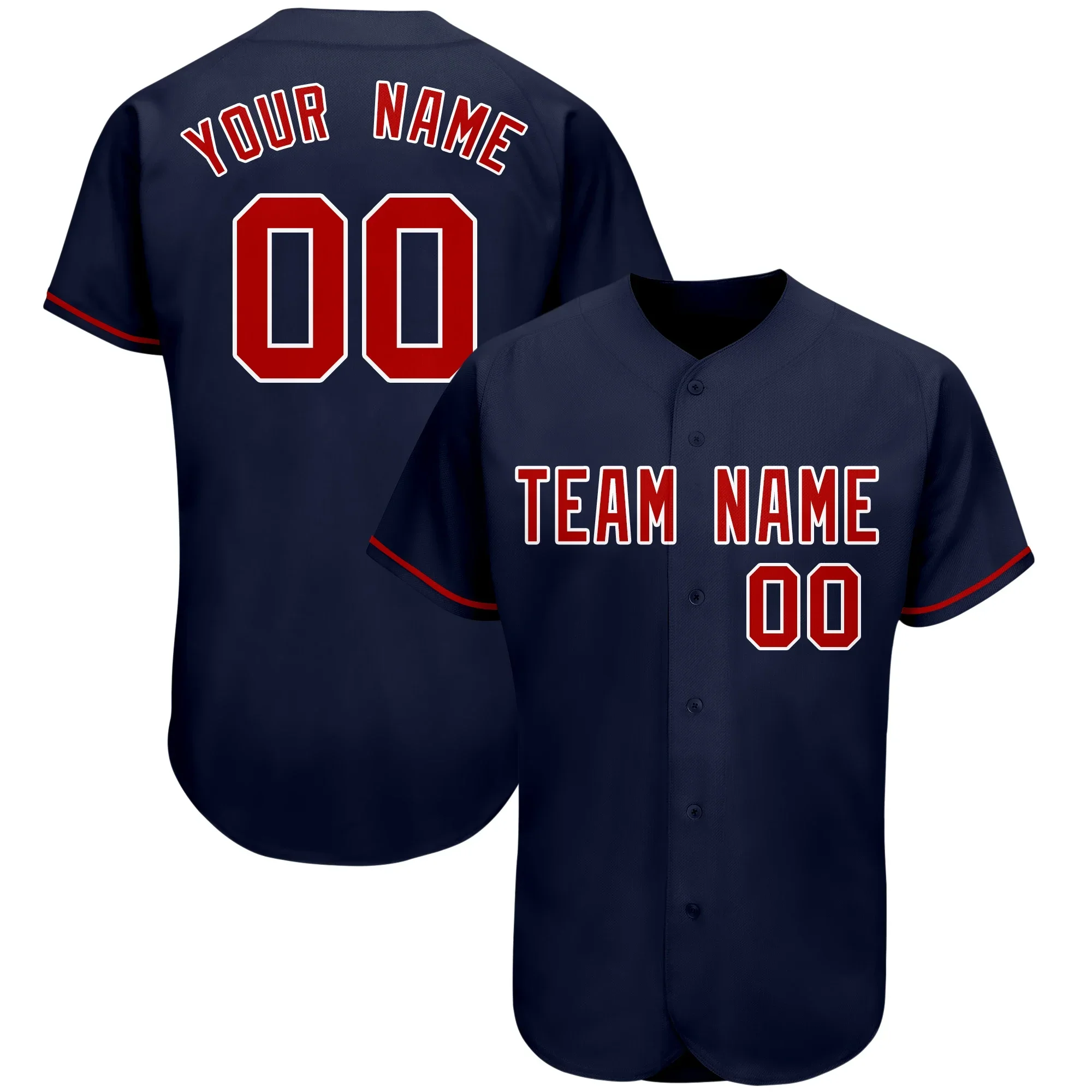 thumbnail image 1 of Camiseta de béisbol bordada personalizada barata para hombres/mujeres/jóvenes, diseño de camisetas de juego de softbol con cuello en V y nombre y número del equipo, 1 of 4
