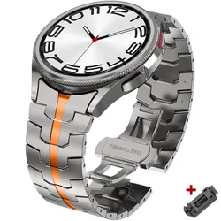 Luxury Stainless Steel Curved End Bracelet with No Gaps - Watch 4 Classic 42mm (Titanium Orange)