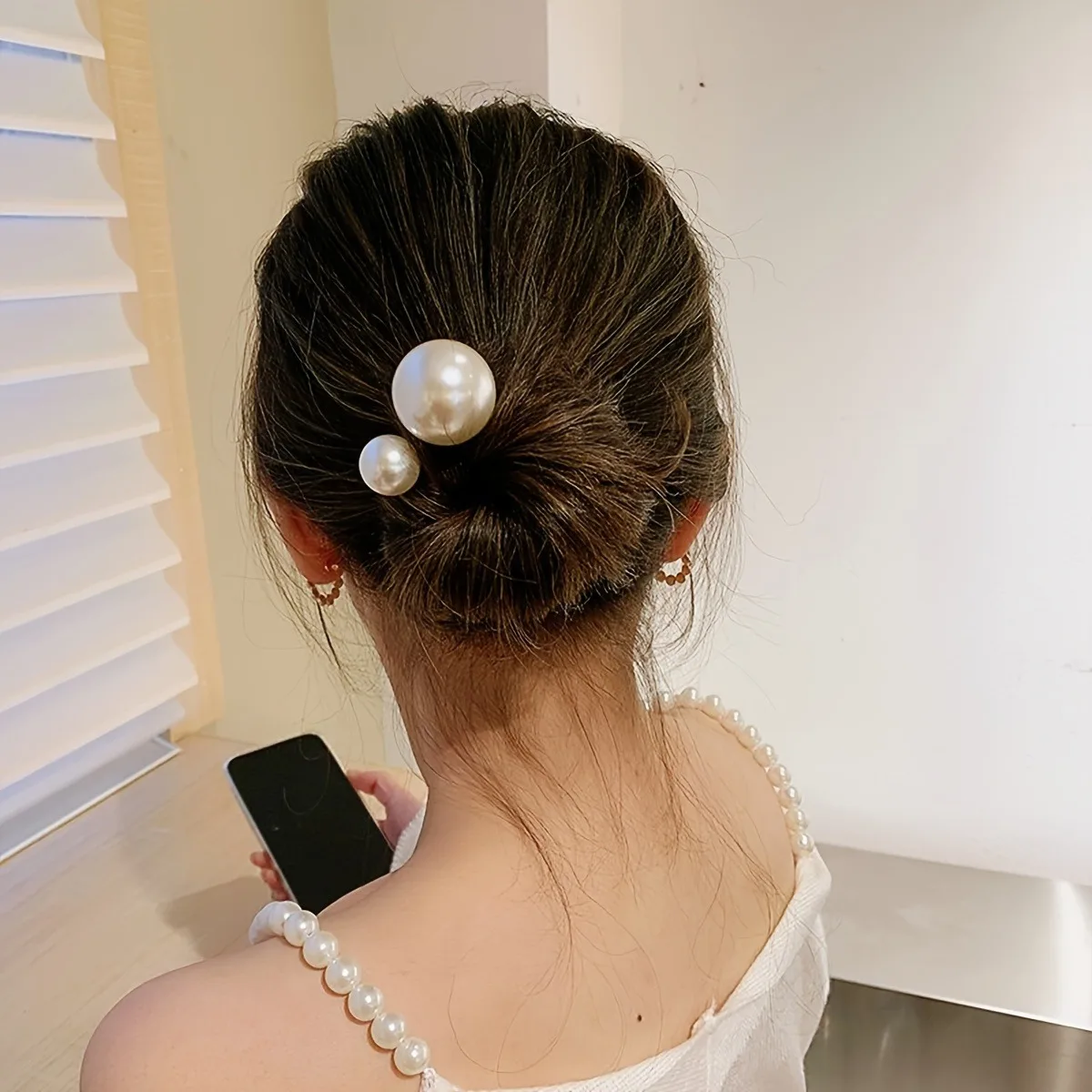 Elegante set di 2 forcine per capelli con perle finte - Design a torsione a forma di U per donne e ragazze, accessori per capelli, forcina perfetta per matrimoni_voghion.com