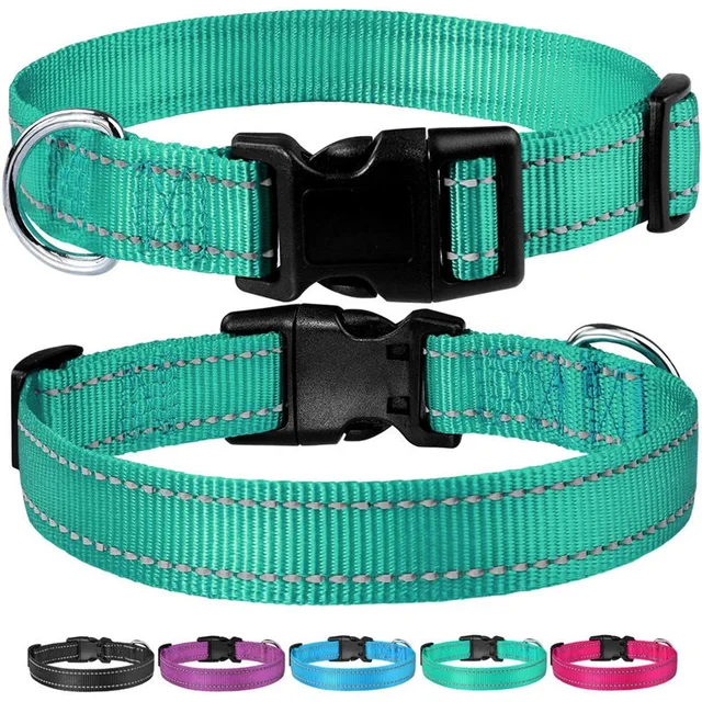 Reflective Dog Collar Strap With Adjustable Safety Nylon Pet Collar Pet Traction Rope Suitable For Small And Medium-Sized Pets Reflective Dog Collar Strap With Adjustable Safety Nylon Pet Collar Pet Traction Rope Suitable For Small And Medium-Sized Pets