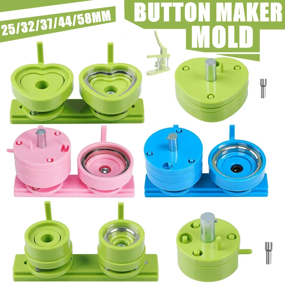 25-58MM Badges Button Maker Machine Mold, Replaceable Badges Button Press Mold, Pin Badges Punching Press Round&Heart-Shape Mold