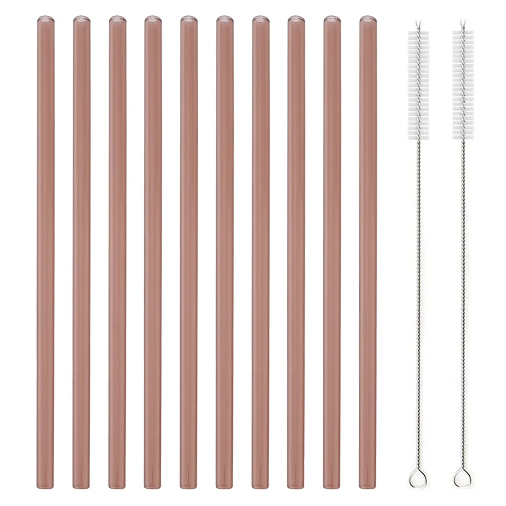 Eco-Friendly Reusable Glass Drinking Straws - Set of 12 for Smoothies & Cocktails