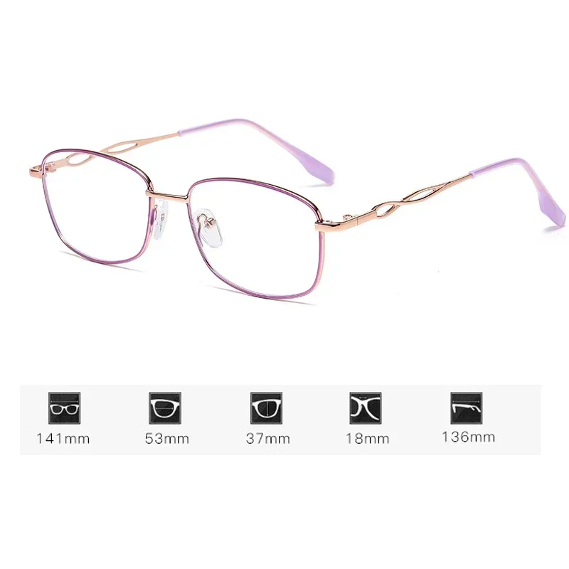 Anti Blue Light Presbyopia Glasses Trendy Metal Small Frame Reading Glasses for Women Portable High-definition Eyeglasses 6