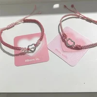 Fashion Adjustable Handmade knit Braided Couple Bracelet Sweet Pink Bestie Friendship Jewelry Sets - Image 6