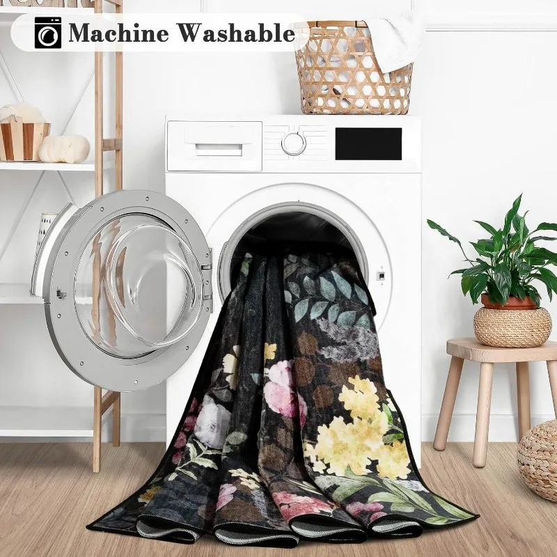 Retro Floral Living Room Carpet High-end Luxury Large Area Bedroom Rug Soft Machine Washable Non-slip Floor Mats Alfombra Ковер