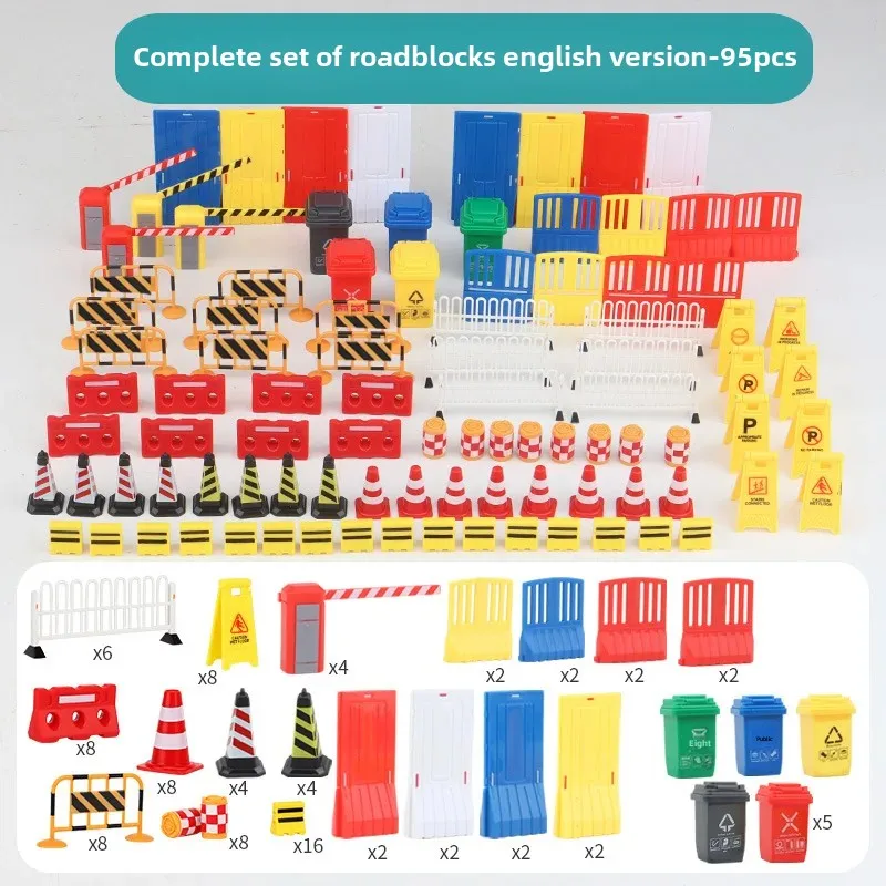 Miniature Model Parking Lot Simulation Cognitive Toys for Children Road Traffic Barrier Props Educational Building Blocks