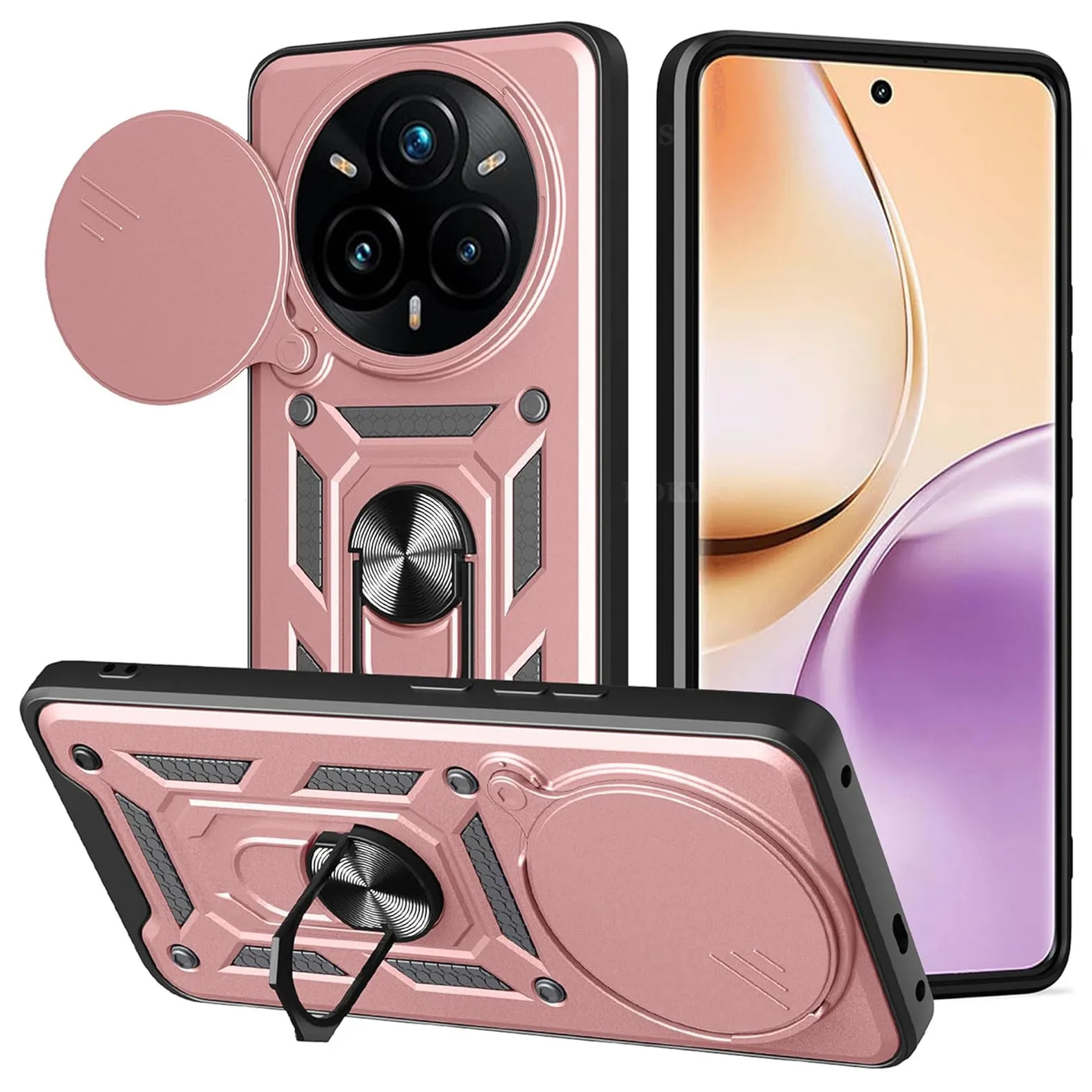 Enhanced Armor Case with Lens Protection and Ring Magnetic Holder