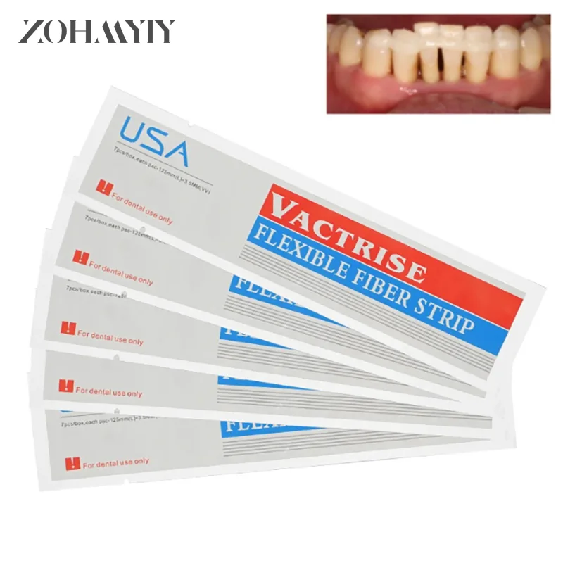 Dental Material Flexible Fiber Strip Glass Splint Loose Tooth Fixation Strips 7Pcs/Box Light Cure Bonding Orthodontic Retainers Dental Fixation Strips