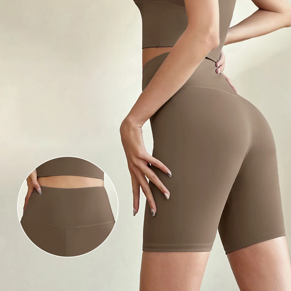 

Sports Fitness Yoga Shorts High Waisted Hip Lifting Seamless Breathable Anti-Shine Quick Dry Yoga Pants